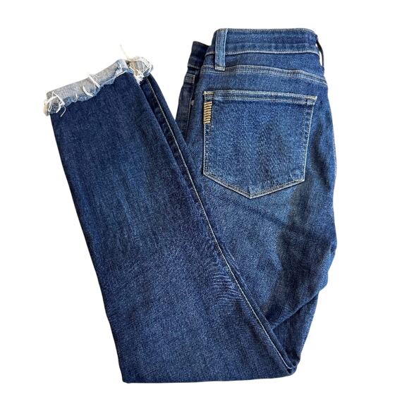 Paige womens jeans Verdugo ankle blue stretch denim cuffed raw hem Sz 27 US 4 - Picture 1 of 9
